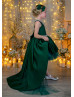 Beaded Green Satin Tulle High Low Princess Flower Girl Dress Beaded Green Satin Tulle High Low Princess Flower Girl Dress